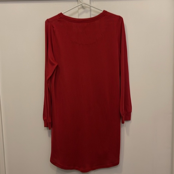 Rae Dunn Womens Merry Sleep Shirt Red Red Long Sleeve Christmas Sz M - Picture 5 of 5